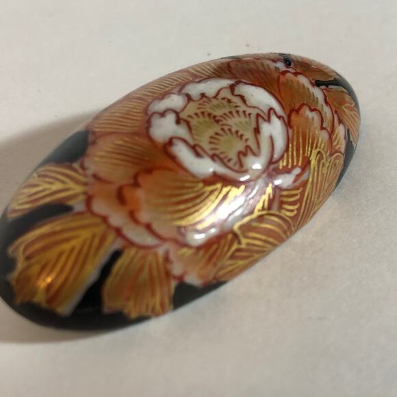 Obidome Brooch Kimono Sash Clip Japan Antique Flower Gold Obi Dome Red Gold - Picture 6 of 11